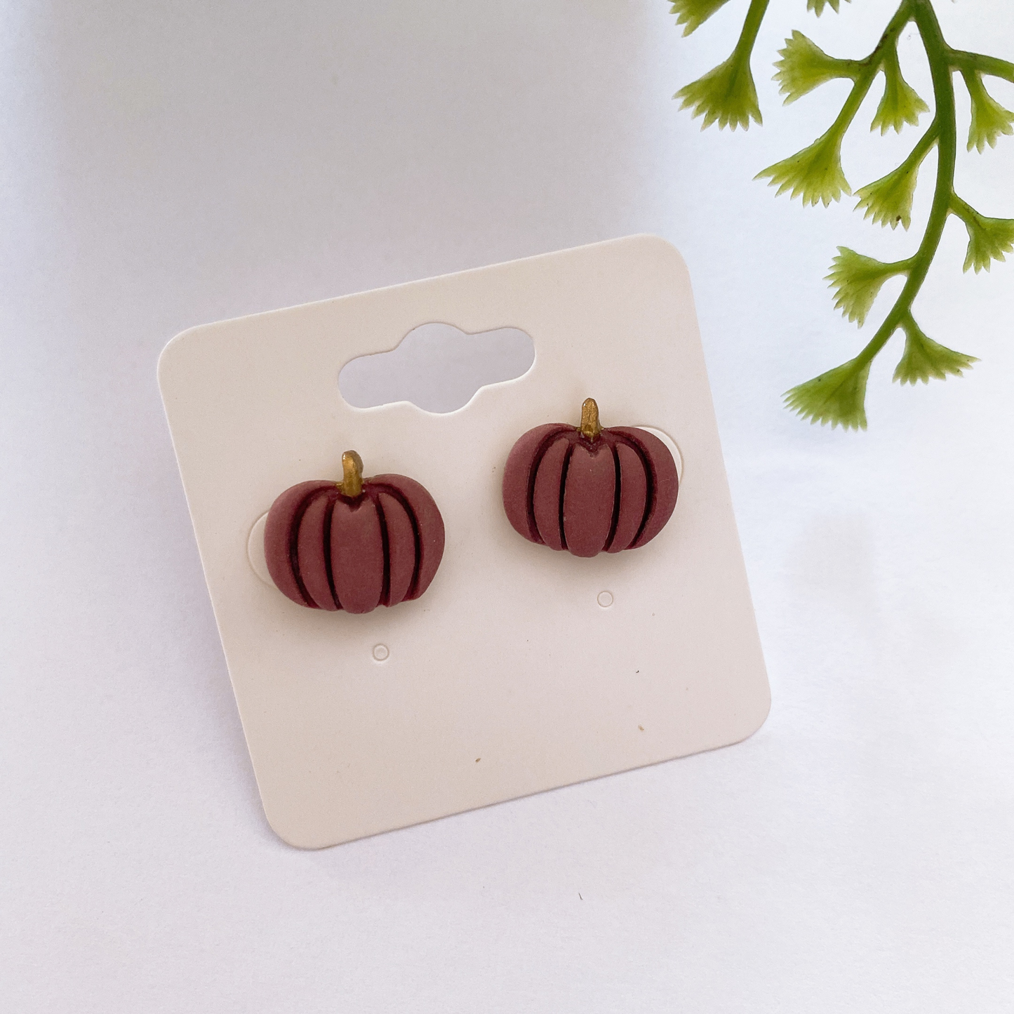 Maroon Pumpkin Clay Earring