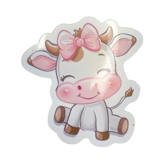 Cow with bow sticker