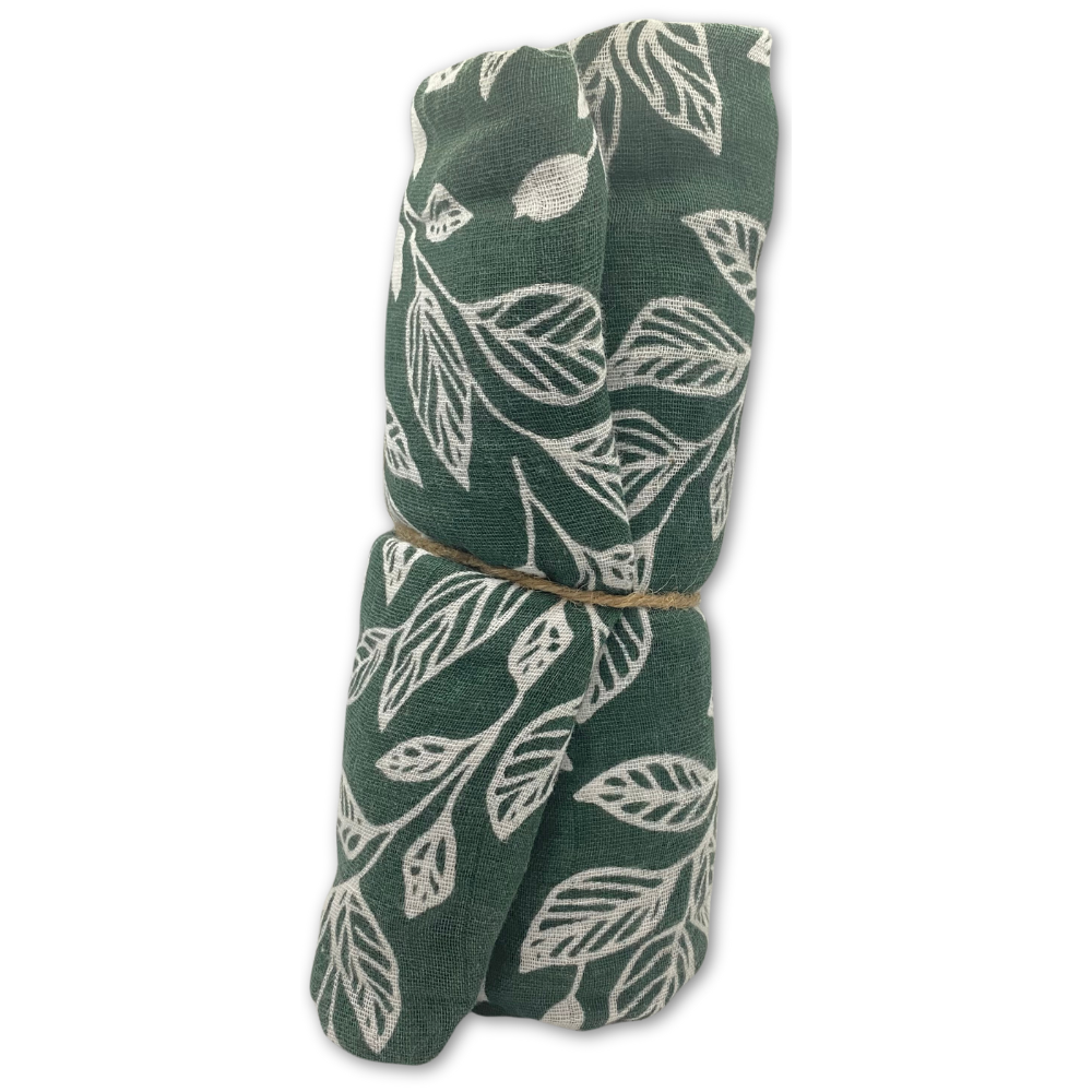 Leaf Pattern Green Swaddle Blankets