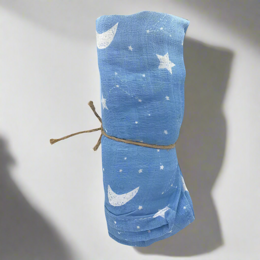 Star Pattern Blue Swaddle Blankets