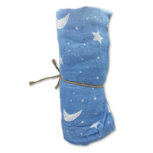 Star Pattern Blue Swaddle Blankets