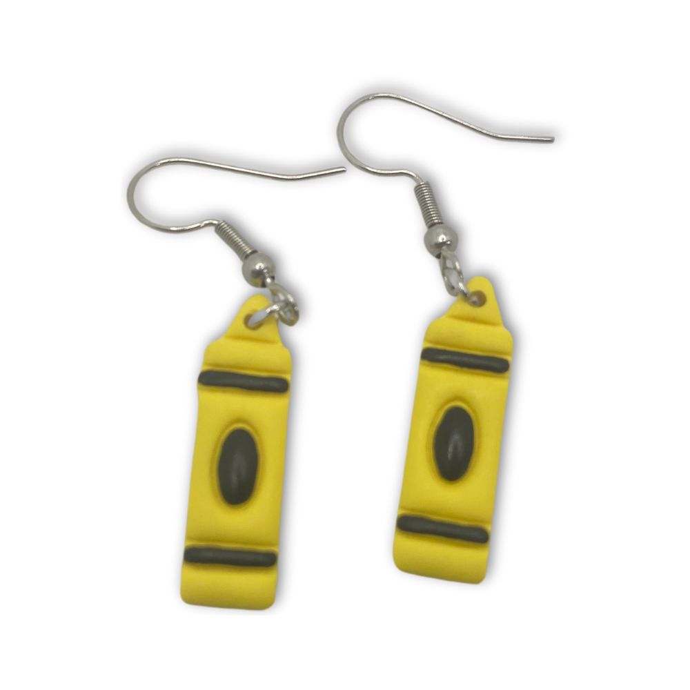 Yellow Crayon Clay Earring