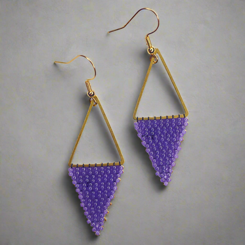 Tall Pyramid Double Drop Bead Earrings