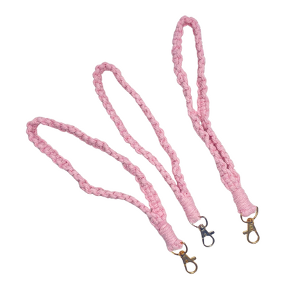 Pink macramé keychain