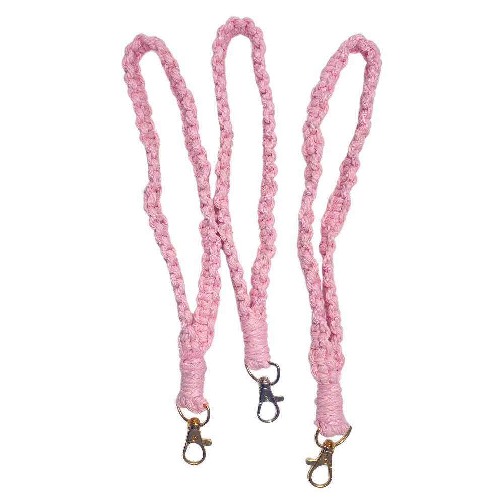 Pink macramé keychain