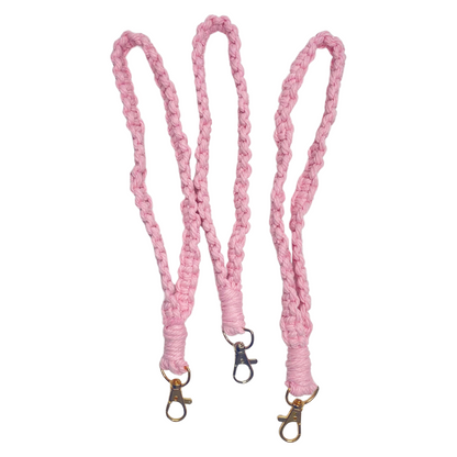 Pink macramé keychain