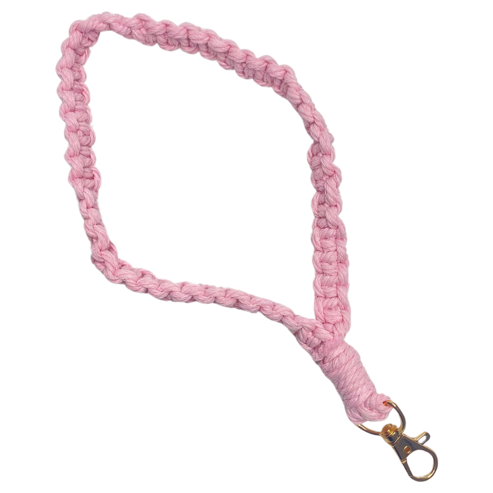 Pink macramé keychain