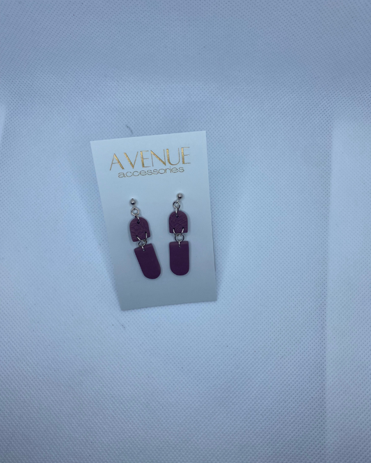 Purple clay earrings